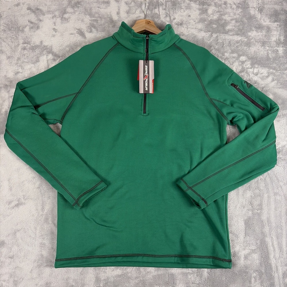 ZeroXposur ZX Power Flex Quarter Zip Pullover Medium Green NWT